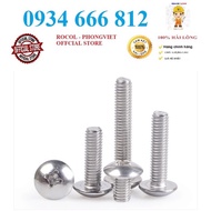 50c vít pake đầu dù thân bulong INOX 304 M6 M6x10M6x12M6x16M6X20 M6X25M6x30M6x35M6x40