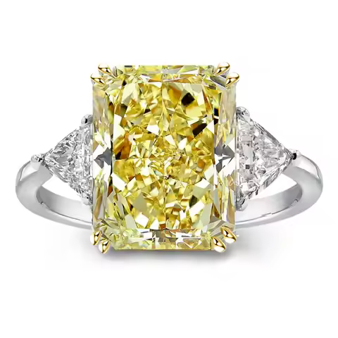 Luxury 10x14MM Rectangular Yellow High Carbon Diamond Ring Women 10ct Ice Cut Ring Wedding Jewelry 1