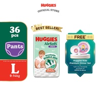 HUGGIES AirSoft Pants Diapers L36 (1 pack) Breathable and soft diapers for baby