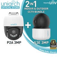 Uniarch CCTV Bundle Outdoor & Indoor CCTV P2A 3MP + S3E 3MP Human Detection 2 Way Talk Auto Tracking