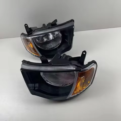 Pair Headlight For Mitsubishi L200 Triton KA4T KA5T KB9T 2005-2013 Black Housing Crystal Style Head 