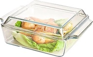 Casserole Dish with Lid, 1 Litre Square Lasagne Moulds, 20.5 x 16.3 x 8.6 cm, Glass Casserole for 1 