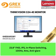 Grex Lenovo 64B5KAR1MY ThinkVision S24-4E Monitor Raven Black 23.8" FHD IPS In-Plane Switching 100Hz