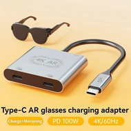 Dual USB C AR Glasses Charging Adapter 4K@60Hz USB3.0 PD100W Portable Monitor