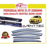 PERODUA MYVI (100MM) 2011 2012 2013 2014 2015 High Quality Venttec Door Visor Window Vent Air Press 