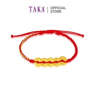 TAKA Jewellery 999 Pure Gold Five Emperor Coins Nylon Bracelet