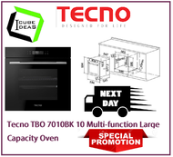 Tecno TBO 7010BK 10 Multi-function Large Capacity Oven / FREE EXPRESS DELIVERY