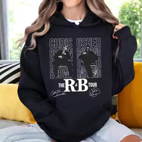 Usher Raymond and Chris Brown Tour 2026 Hoodie Man Woman Harajuku Long Sleeve Pullover Tops