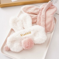 Japanese Plush Rabbit Ear Mask Sleeping Mask Three-Dimensional Shading Mask Soft Cute Healing Furry 