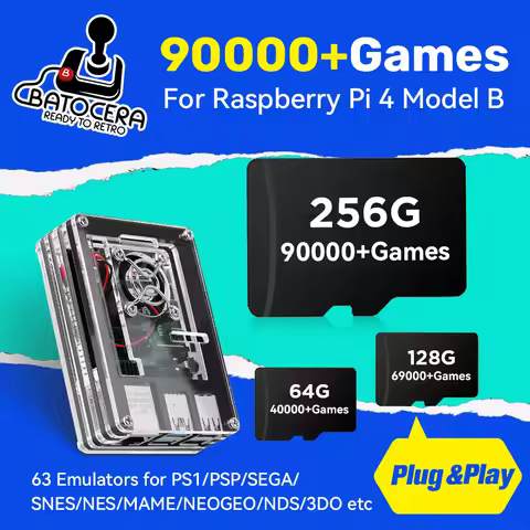 Game Card for Raspberry Pi4 Model B with 90000+Retro Games Batocera 39 TF Card for PS1/PSP/SEGA/SNES