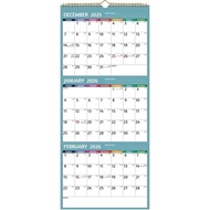 Kalendar Dinding 2026 - Kalendar 3 Bulan 2026 Menegak, Jan 2026 - Dis 2026, Kalendar Dinding 3 Bulan