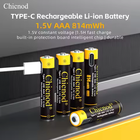 Chicnod AAA Rechargeable Battery 1.5V 814mWh USB Type-C Li-ion Battery Built-in Charging Port Long L