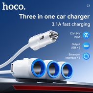Hoco C1 Original 100% 5V/3.1A 3 in 1 Car Charger Splitter Power Adapter USB Car-charger Socket for S