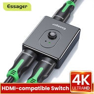 Essager HDMI Splitter Switch Bi-Direction 4K 2.0 HDMI Switcher 1x2 / 2x1 Adapter 2 in 1 Out Converter For PS5 PS4 HD TV BOX