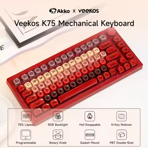 AKKO X Veekos K75 Mechanical Gaming Keyboard 75% RGB 3/5-Pin Hot Swap Wired Customized Keyboard with