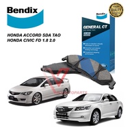 BENDIX GCT FRONT BRAKE PAD HONDA ACCORD SDA TAO CIVIC SNA,BRV ,Odyssey RB2 RB3 STREAM SMA db1515