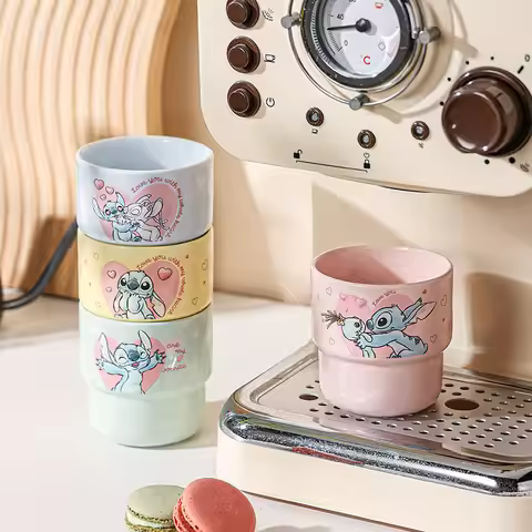 Disney Cute Stitch，Marie Cat Mug, High Beauty Coffee Cup, Birthday Gift, Breakfast Milk Cup，Birthday