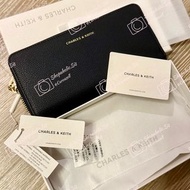 新加坡尊櫃絕版正貨🆕小CK |黑色/淺藍/奶油白Dulcie Zip-Around Long Wallet Charles & Keith Long Zipper Clip Light Blue Cr