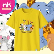 kaos animal friend (custom warna kaos) - bayi anak remaja &amp; dewasa - kuning dewasa s/m/l/xl