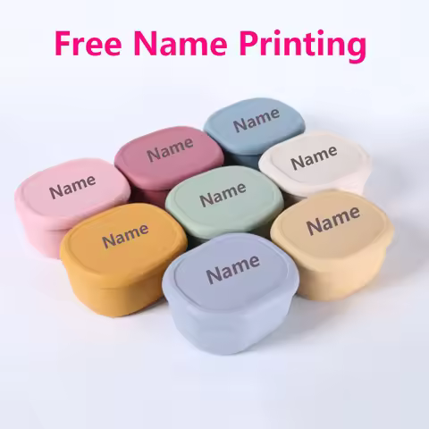 Free Name Printing Children's Lunch Box 200ML/300ML/600ML Silicone Material Boy Girl Gift