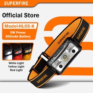 SUPERFIRE HL05-K 5W Powerful LED Headlamp Yellow/White Light Camping Lantern Motion Sensor Rechargea