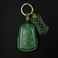 純手工牛皮汽車鑰匙套 凱迪拉克Cadillac車鑰匙套 復古植鞣牛皮