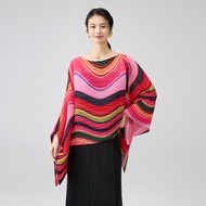6626 One Size (45-75kg) Sanzhai Spring/Summer Striped Printed Shawl Cape Versatile Pleated Scarf