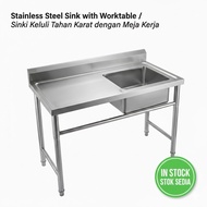 【STRONG】 Stainless Steel Kitchen Sink with Stand Single Bowl (Left/Right) Full Set Rak Sinki Dapur B