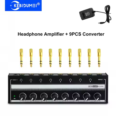 Headphone Amplifier 8 Channels Stereo Audio Amplifier AMP Ultra-Compact Portable Mini Amplifier with