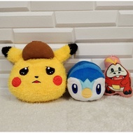 Pokemon Banpresto Pikachu Piplup Fuecoco preloved pouch plush toys.