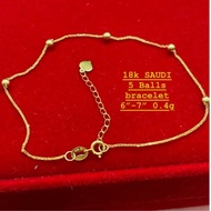 COD PAWNABLE 18k SAUDI GOLD 5 Balls BRACELET