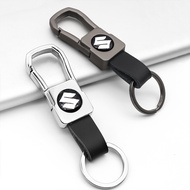 Car Logo Keychain Metal Leather Car Styling Keyring For Suzuki Kizashi JIMNY Swift-sport Alto Grand-