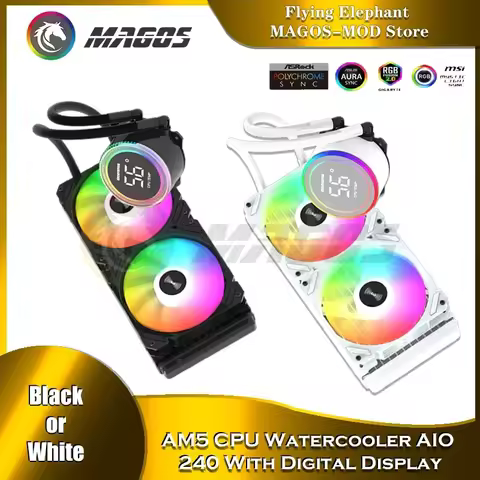 PC CPU Water Cooling Cooler 240mm With Display Monitor, CPU Watercooler For LGA 1700/1200/115X/2011/