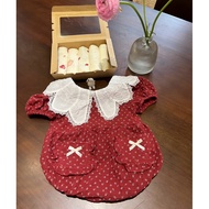 Newborn dress for baby girls, red newborn bodysuit made of extremely soft and cool muslin fabric N31