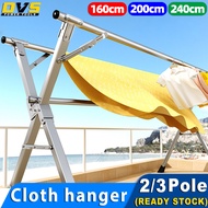 DVS[Clothes Hanging Rack]Foldable/Extendable 240CM Cloth drying Rack 折叠伸缩不锈钢晒衣架 Stainless Steel Ampaian baju 2/3 pole hangers clothes drying rack clothes hanging rack hanging rack Outdoor Balcony Hanging