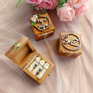 Wedding & engagement gift ring box made of teak, size 6 x 6 cm