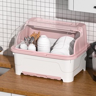 ST- Kitchen Cupboard Household Tableware Storage Box with Lid Draining Rack Bowl Plate Tableware Draining Cupboard Plas