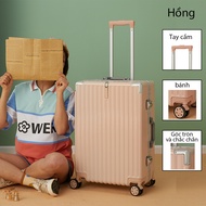 VALI du lịch cốp sập khung nhôm cao cấp msp 907 có bo góc chống va đập kiểu dáng sang trọng Vali du 