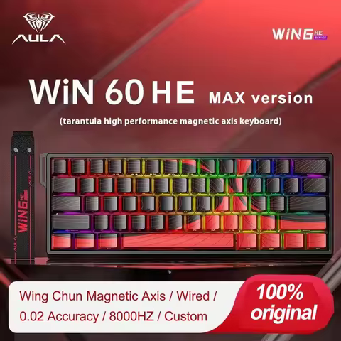 AULA Win60 HE Magnetic Switch Gaming Keyboard 8k Wired 60% Custom RGB Hot Swap Rt Esports Gamer Mech
