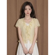 <[Yellow Ruffled Cardigan]]>
