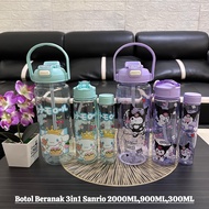 SANRIO TRANSPARENT 3in1 Drinking Bottle - School Children's Bottle - Sanrion 3in1 Character Drinking