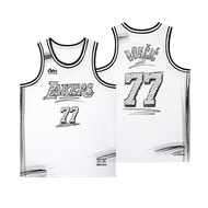 [ กำหนดใหม่ ]ant ทีม Lakers ที่ปรับปรุงใหม่ 77 หมายเลข 11 เสื้อเจอร์ซีย์ Doncic แบบวาดมือ เสื้อกล้าม