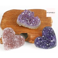 [SG STOCK] Natural Raw Stone Crystal Purple Mineral Gemstone Amethyst Quartz Geode Heartshape Heart Stones Healing Gift