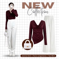 1 set of 3 in 1 Outfit for Teenagers (Jennie Knit + Flare Longsleeve + Bella Square Hijab) - KA197