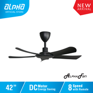 ALPHA AlphaFan - ALLY 5B 42 Inch DC Motor Ceiling Fan with 5 Blades (8 Speed Remote)
