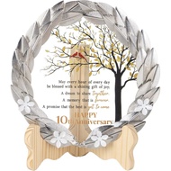 10th Anniversary Wedding Gifts Crystal Plate with Tin Leaf Wreath - 10 Years Anniversary Wedding Uni
