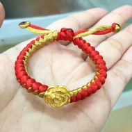 gelang mawar emas asli 24 karat hongkong tali cina merah