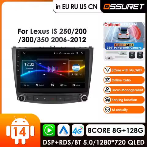 10.1‘’ Carplay Android Auto Car Radio for Lexus IS250 IS300 IS200 IS220 IS350 Multimedia Video Playe