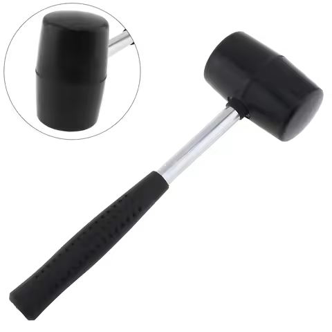 320g Non-elastic Black Rubber Hammer Floor Tile hammer DIY Hand Tool with Round Head and Non-slip Ha