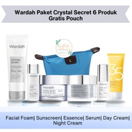 Wardah 1 Paket Lengkap Crystal Secret 6 pcs, Gratis Pouch Wajah